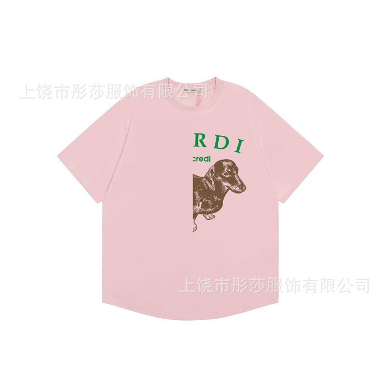 2025 新ゴールドハイシルバー同スタイルマルディ半袖デイジー Tシャツダックスフントカップル多用途トップ女性ルーズ|undefined