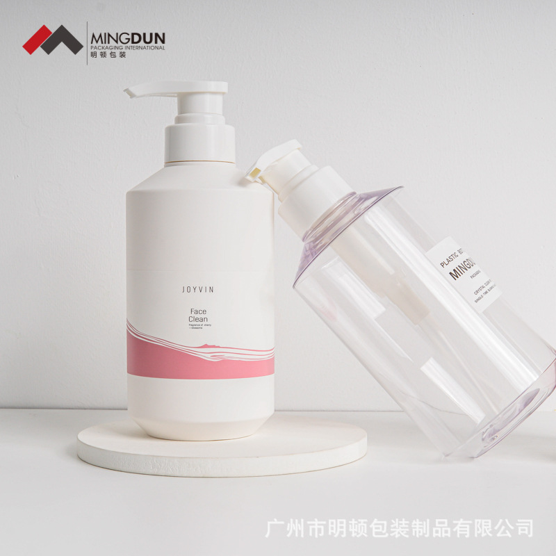 500ml沐浴露批发高端PETG材质洗发水瓶子斜肩按压瓶泵头按压式