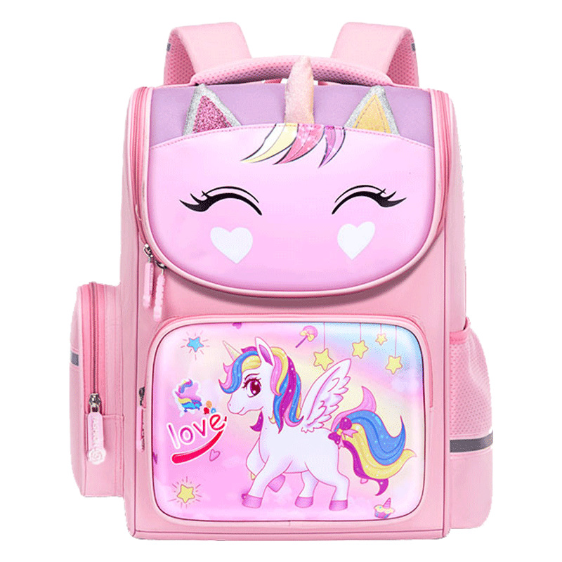 Nuevo unicornio mochila estudiantes de la escuela primaria Grado uno, dos, tres a seis niños niñas 6-12 años de edad mochila de protección de la columna vertebral alivio de la carga