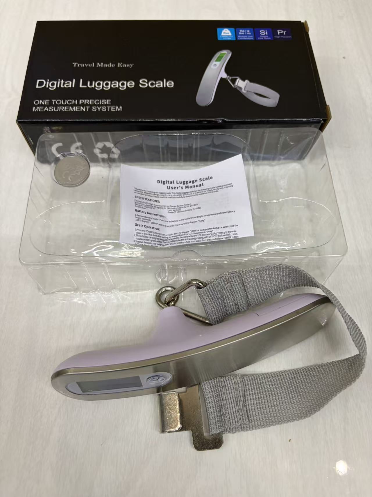 Paslanmaz Çelik Bavul Terazisi Taşınabilir Açık Hava Seyahat Çantası Terazisi 50kg Elektronik Tartı Ağırlık Ölçme El Taşıyıcı Terazisi Ev Tipi Küçük Tartı