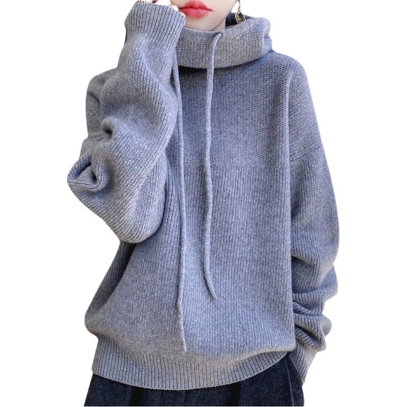 Плотная толстовка из утолщенной шерсти, женский осенне-зимний вязаный кашемировый свитер в ленивом стиле, приятный для кожи Теплый пуловер, Топ