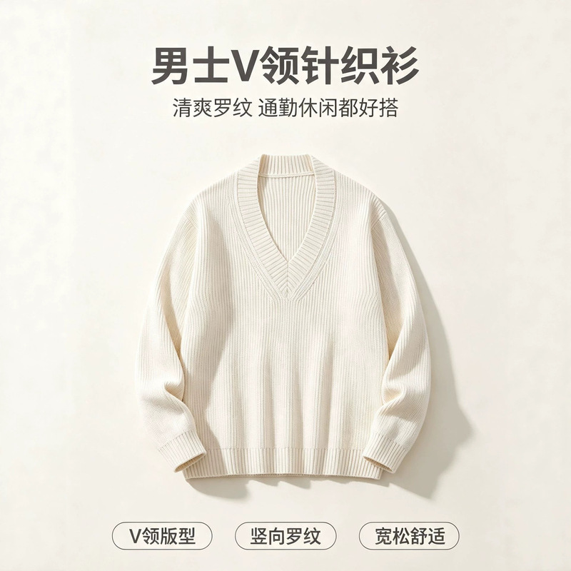 Men's V-neck Knit Sweater, New Autumn/Winter Pullover, High-Quality Acrylic Sweater, Men's Fashion, Wholesale from Manufacturer Men's V-neck Knit Sweater, New Autumn/Winter Pullover, High-Quality Acrylic Sweater, Men's Fashion, Wholesale from Manufacturer