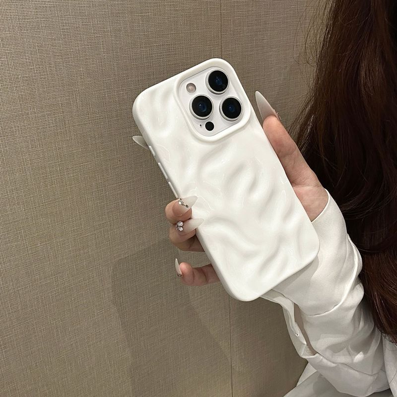 陨石纹适用iPhone16硅胶手机壳亮面折皱苹果15简约纯色14保护套13|undefined