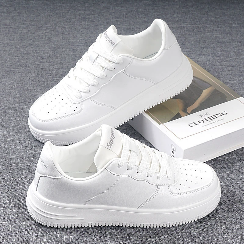 Breathable low white shoes, universal footwear for beloved, sneakers for leisure, soft sole