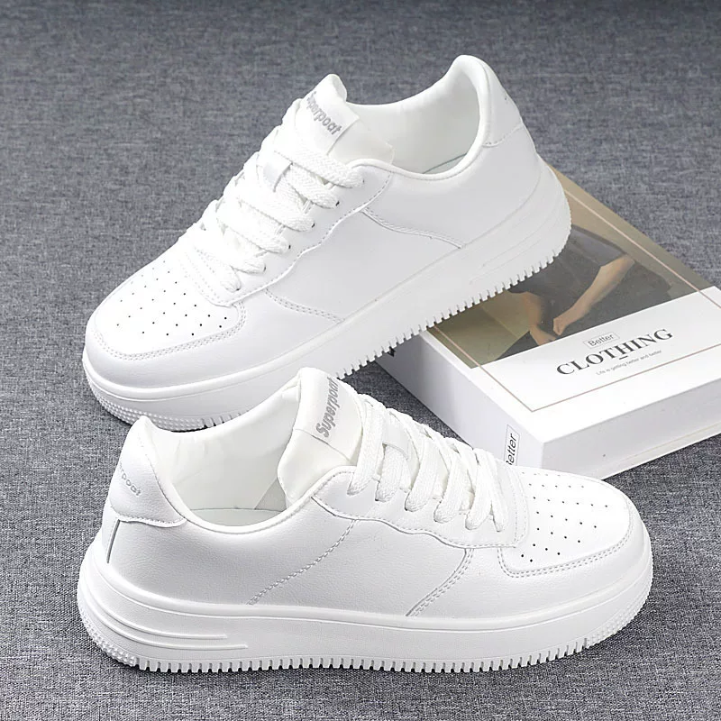 Breathable low white shoes, universal footwear for beloved, sneakers for leisure, soft sole