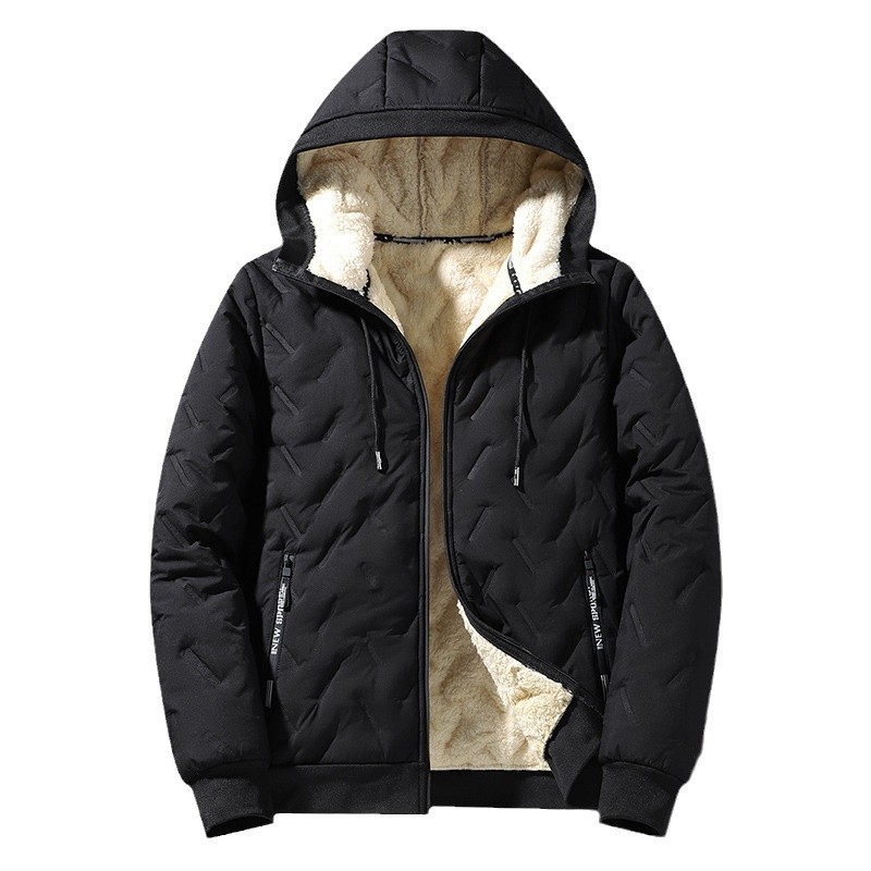 Chaqueta Acolchada de Talla Grande para Hombre de Poliéster con Capucha para Invierno