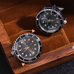 Autumn new light luxury clock cufflinks, fashionable French rotatable clock, golden cuffs, a must-have holiday gift