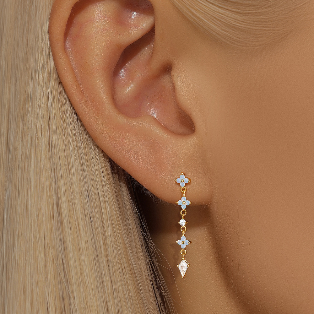 5g Weight 925 Sterling Silver Ear Needle Material Zircon Inlay Material Drop Earrings Classification 1 Pair Quantity Holiday, Travel Occasion 925 Sterling Silver Material Geometric Pattern Women's Gender Tassel, Plating Design Elegant, Simple Style Style 1 Pair 925 Sterling Silver Zircon Geometric Drop Earrings 6