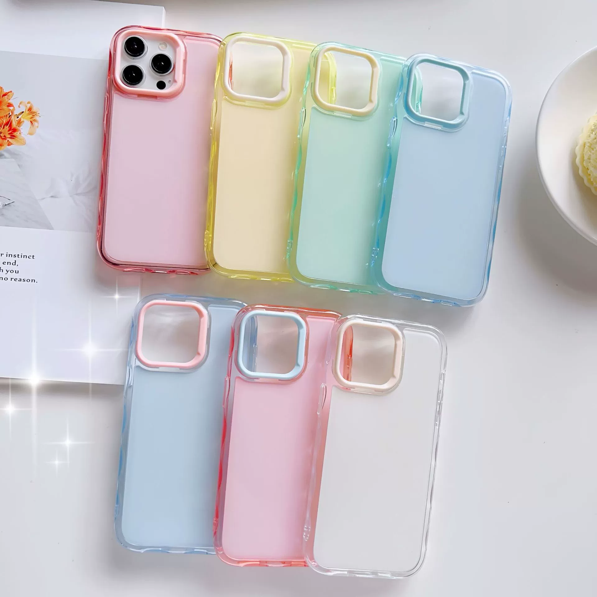 Чехол для телефона Apple iPhone 15–17 совместимый, защита объектива 3-в-1, пастельные цвета