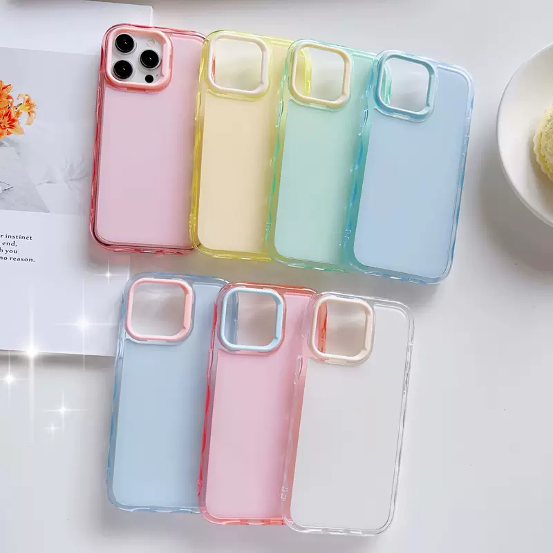 Чехол для телефона Apple iPhone 15–17 совместимый, защита объектива 3-в-1, пастельные цвета
