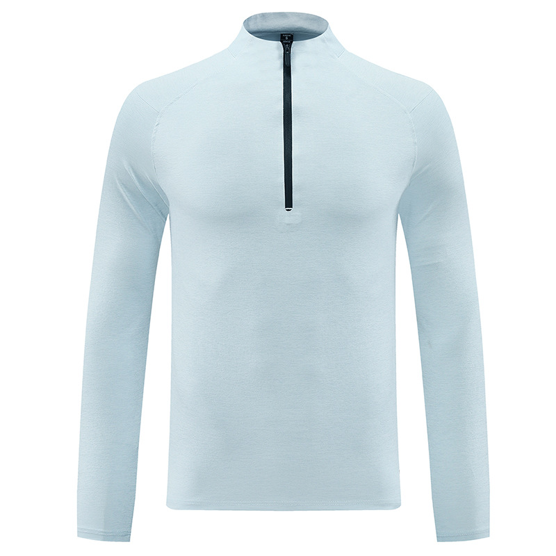 Comercio exterior transfronterizo semi-cremallera de cuello vertical camiseta de hombre camiseta legging de mangas largas acondicionamiento físico correr elástico chaqueta de secado rápido