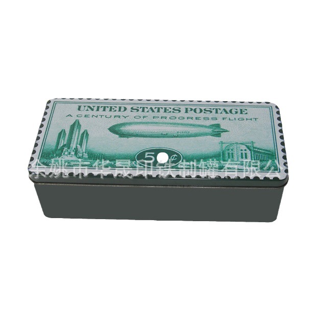邮票铁盒长方形扣底服饰包装罐