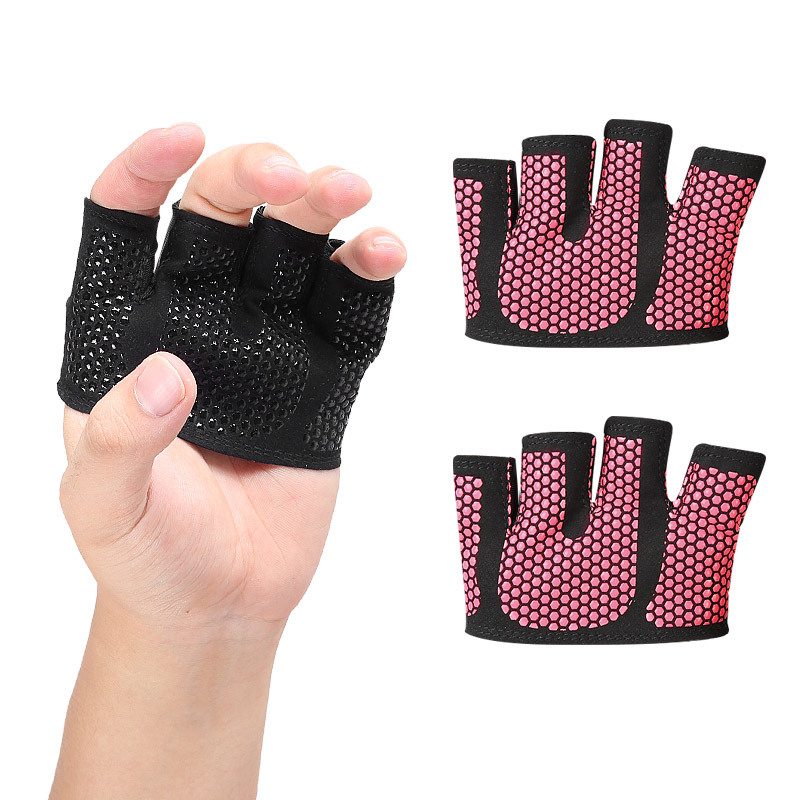 空中瑜伽健身四指手套男女騎行護手掌吸汗透氣運動防滑半指手套