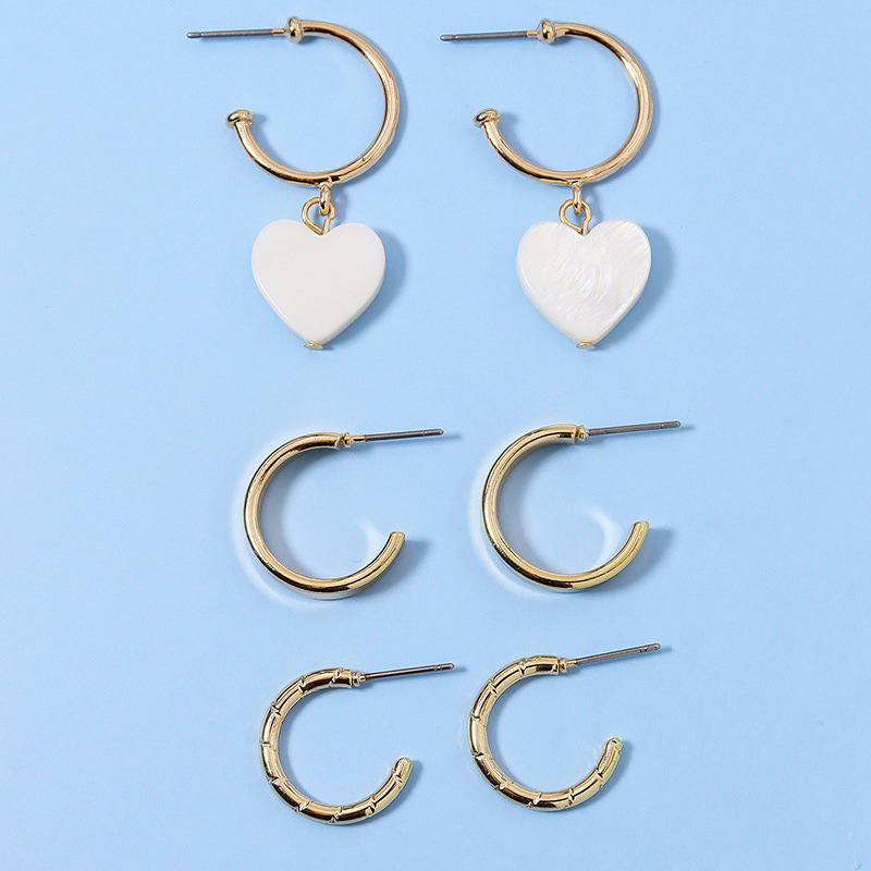 Fashion Shell Metal Earrings 3 Pairs Set display picture 3