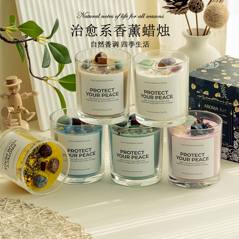 カスタム結晶石アロマキャンドル手作り大豆ワックスアロマキャンドルお土産対外貿易専用卸売りアロマキャンドル