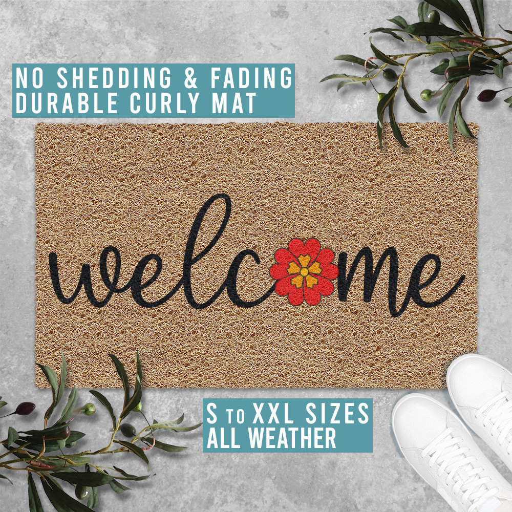 Vítejte, koberec s květinovým motivem, protiskluzová rohožka do vstupních dveří, savá rohožka do koupelny a kuchyně_voghion.com