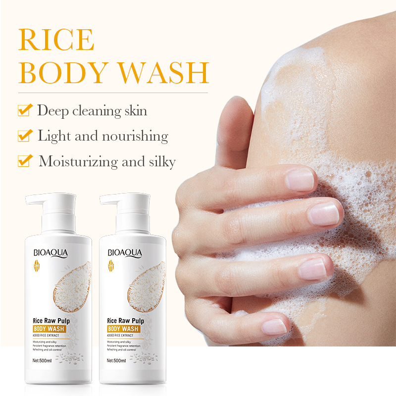 Heißes verkaufendes neues Reis-Rohmilch-Duschgel 500 ml BIOAOUA Körperreinigendes Duschgel auf europäischer Website_voghion.com