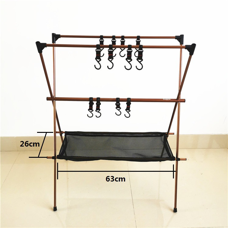 AIRKYECustomer Outdoor Camping Folding Portable Triangular Storage Rack Hanging Rack Mesh Pocket Storage Rack Tableware Rack