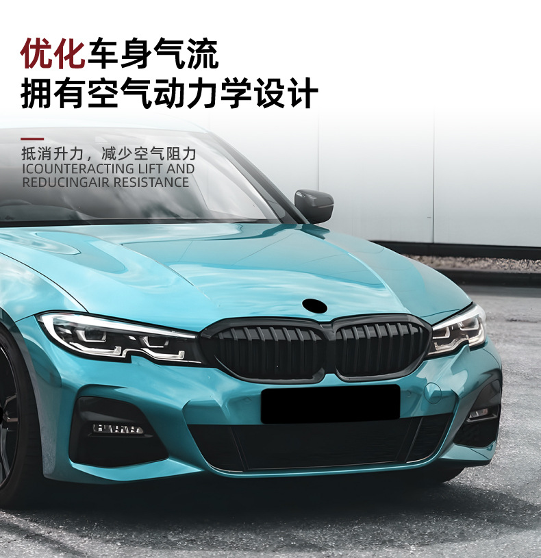 Suitable for Bmw 3 Series Bmw G20 G21 G28 2019-22 Models, Early-Stage Single-Bar Glossy Nightshade Grille Modification
