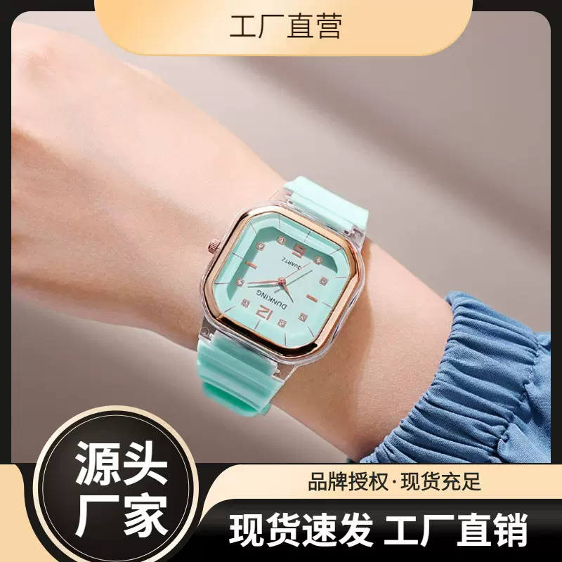 春夏手表方形女表学生款儿童手表硅胶钻石潮流时尚批发女士手表