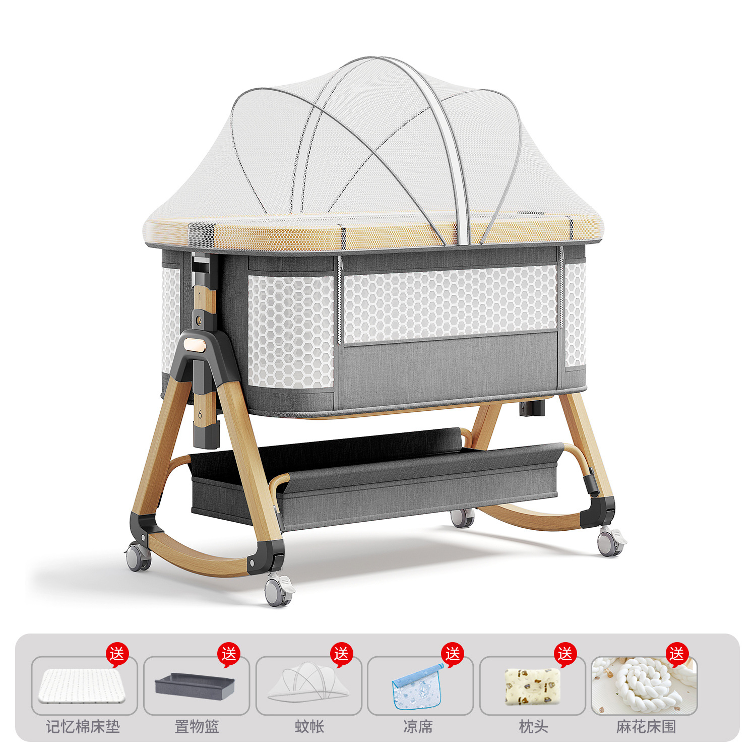 Cama de bebé móvil portátil cuna cama plegable multifuncional BB cama para recién nacidos empalme cama grande