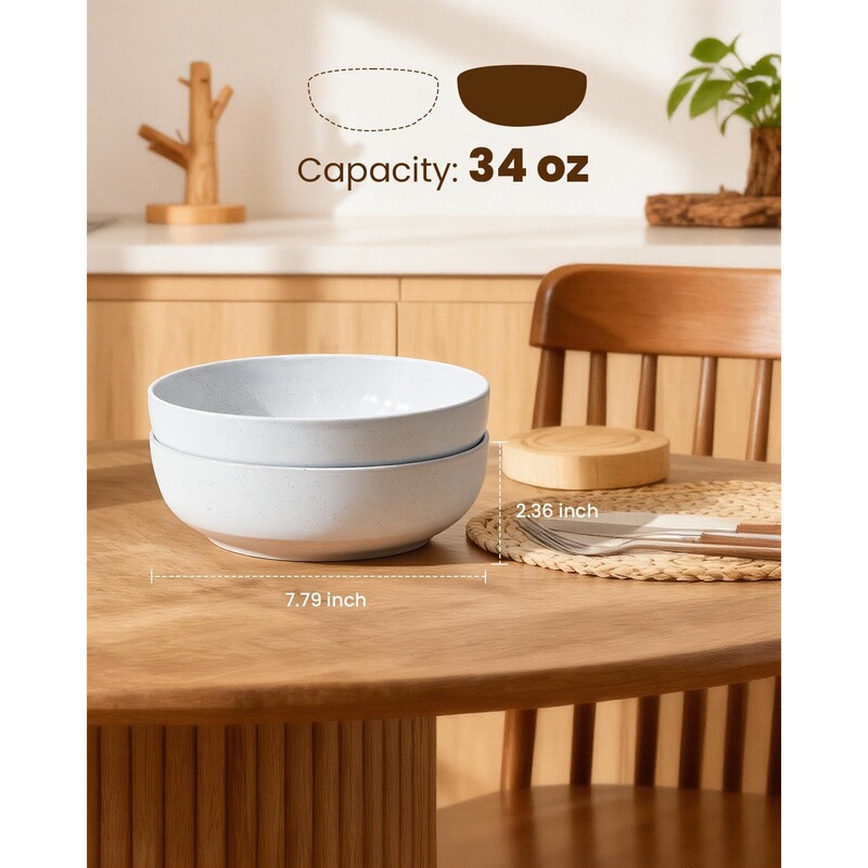 Metflavor 34 oz Spotted Ceramic Pasta Bowl Large Household Italian Pasta Salad Bowl Set