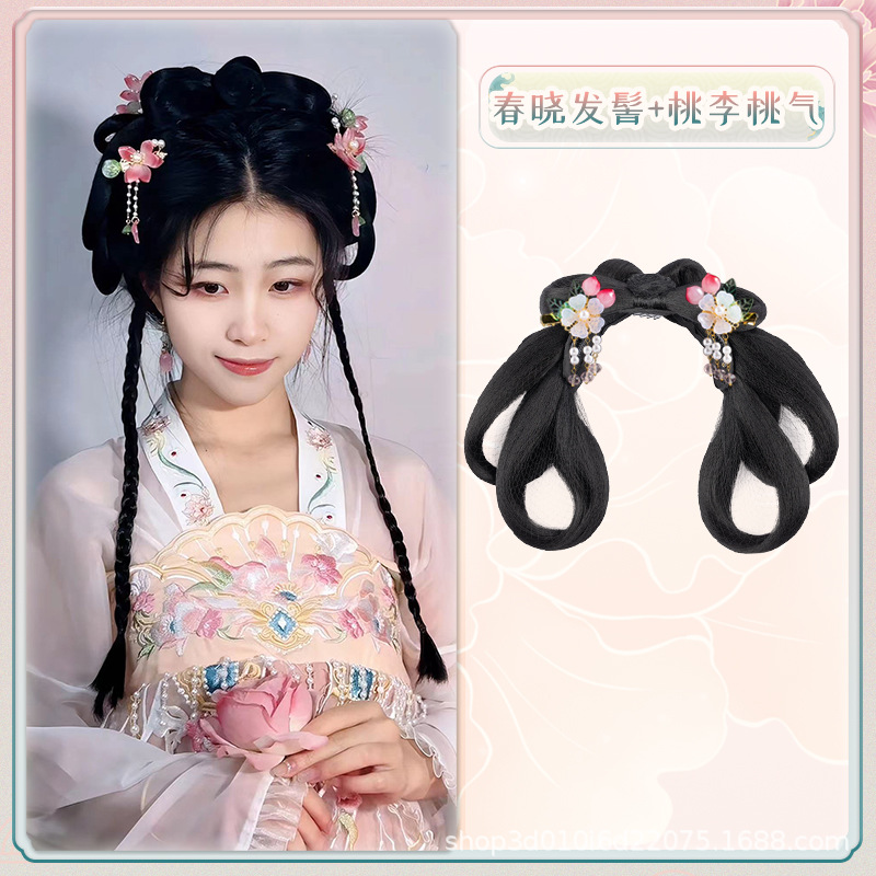 천 샤오 연약한 머리 굽기 복숭아와 매화 복숭아 가스 헤어 액세서리 쌍