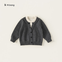 邦选童装简约春秋衣服中童上衣套头针织衫儿童长袖假两件男童毛衣
