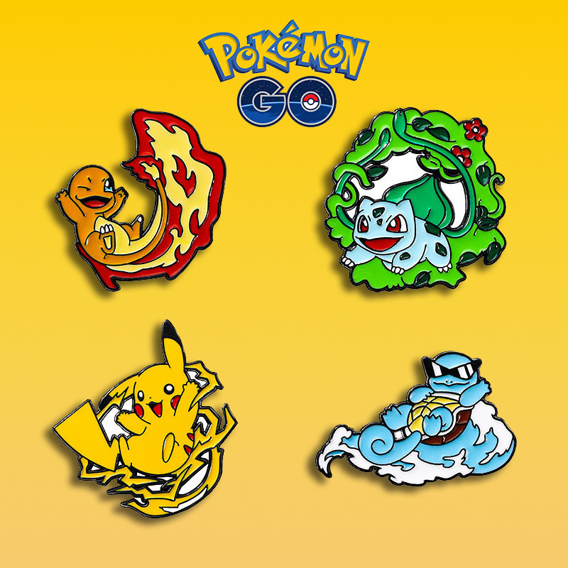 Anime Pokemon Pokémon Peripheral Brooch Pikachu Small Fire Dragon Wonderful Frog Seed Jenny Turtle Alloy Badge