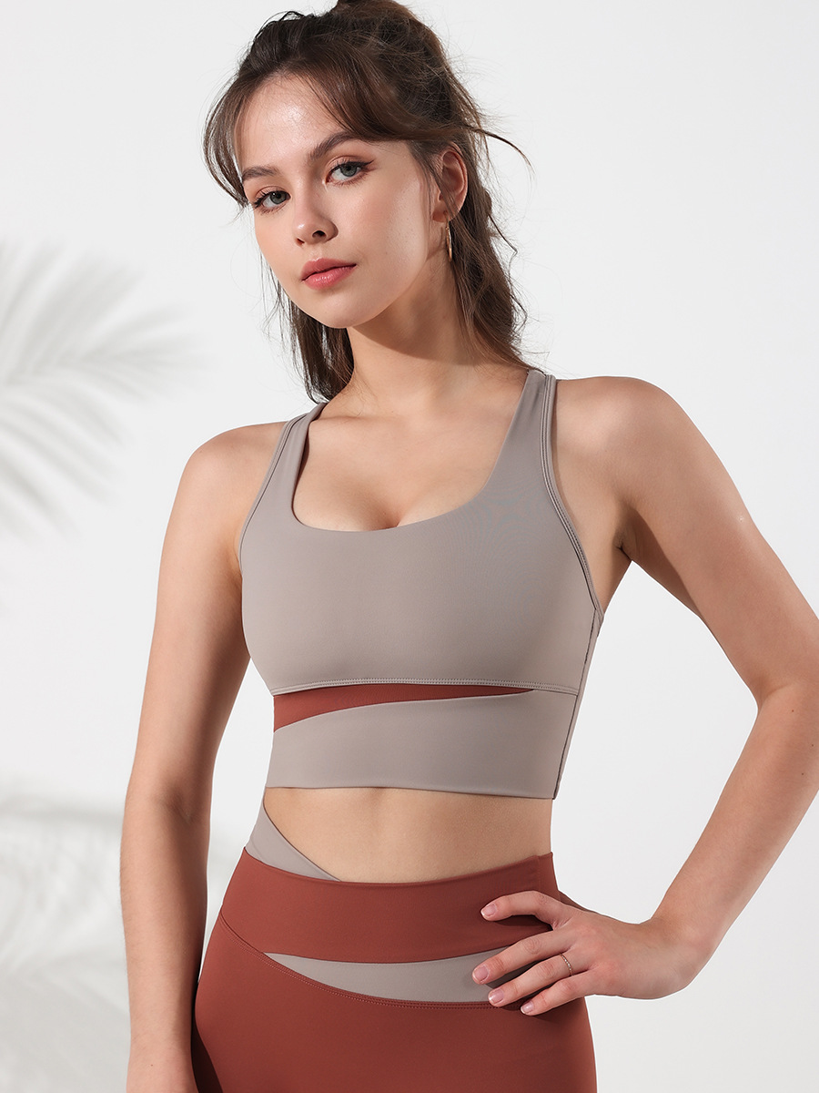 Nuevo modelo de verano, talla única, sujetador deportivo de yoga con efecto push-up a prueba de impactos de alta intensidad, sujetador deportivo para mujer