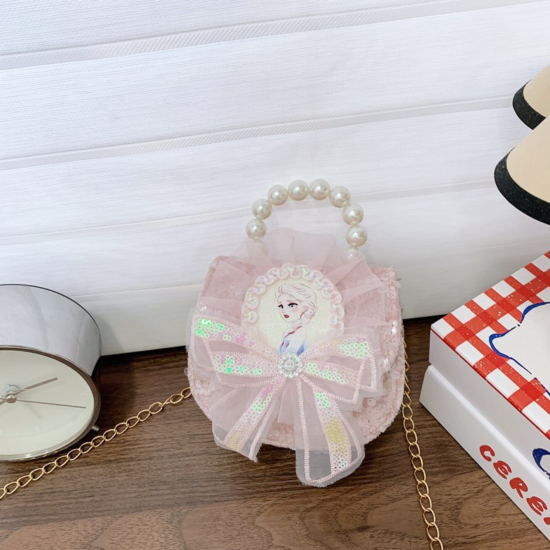 Nuevo comercio exterior de encaje flor de hombro para niñas bolsos de moda perlas arco bolsos de niños bolsos de cambio de dibujos animados