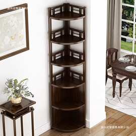室内落地实木转角柜拐角置物柜客厅卧室多层墙角柜角落书架储物架