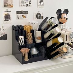 黒アクリルコーヒーショップ包装カップホルダーミルクティーカップ配置ラックバーカップ蓋使い捨て紙コップ収納ラック