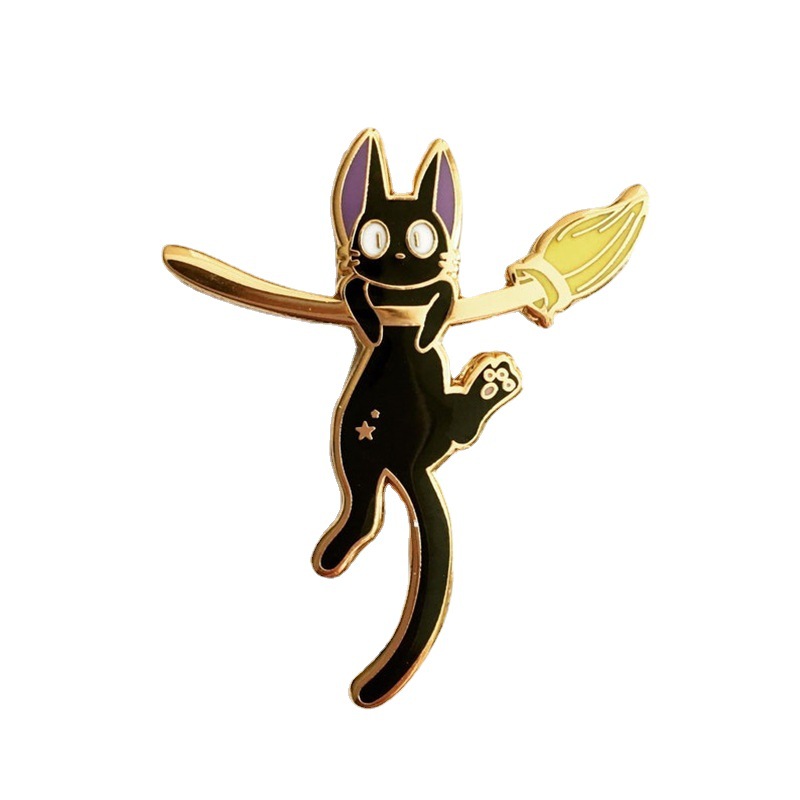 Japanese Brooch Cartoon Animation Cute Black Cat Alloy Badge Personalized Creative Simple All-match Pin Accessories