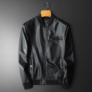 European Station 2025 Autumn New Men's Baseball Collar Leather Tops Trendy High Quality Casual Tops Top Trendy