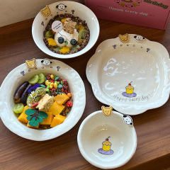 楽しい毎日の新しい陶磁器の皿のアイデア家庭用料理皿子供の食事皿深皿スープ皿朝食皿