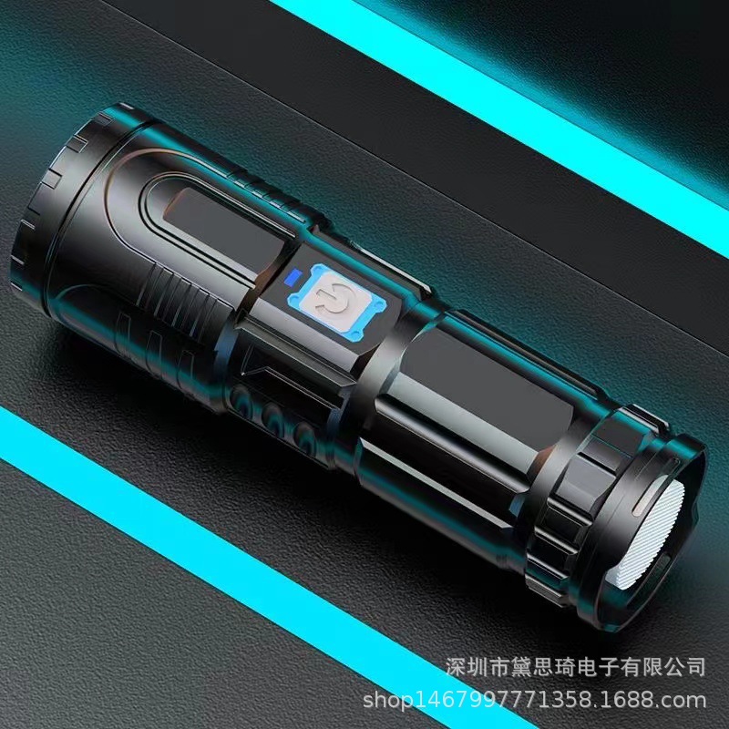 White laser flashlight, compact and powerful, with adjustable zoom, rechargeable, for outdoor use, laser illumination, ideal for night fishing, super bright, and long-lasting battery life