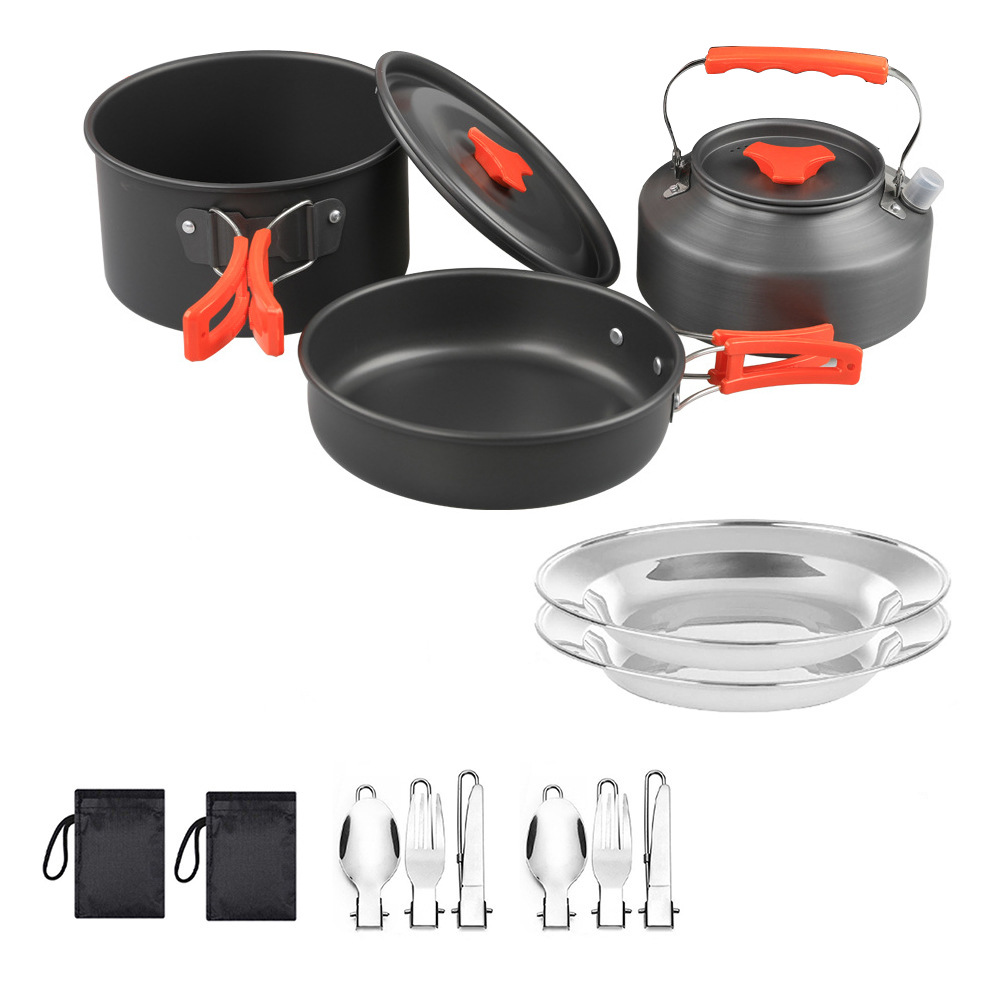 Juego de ollas portátil para 2-3 personas, el más vendido de Amazon, juego de ollas plegable para acampar, juego de ollas para picnic