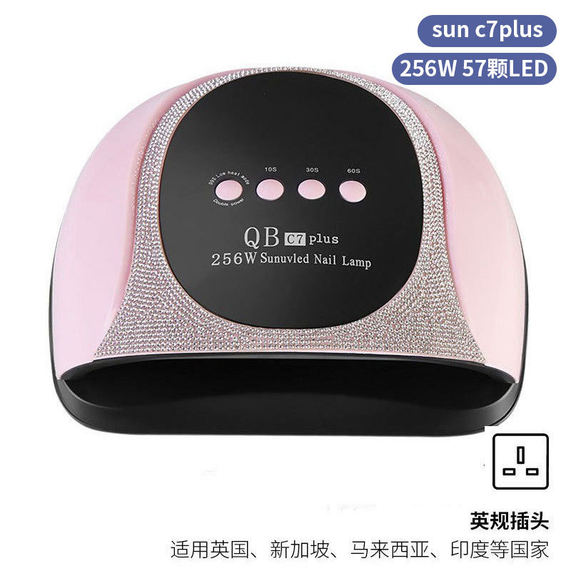 Lámpara de manicura inteligente de alta gama de luz de terapia de diamante 256W de alta potencia de pegamento de vinilo lámpara de horneado de dos manos secador de uñas transfronterizas