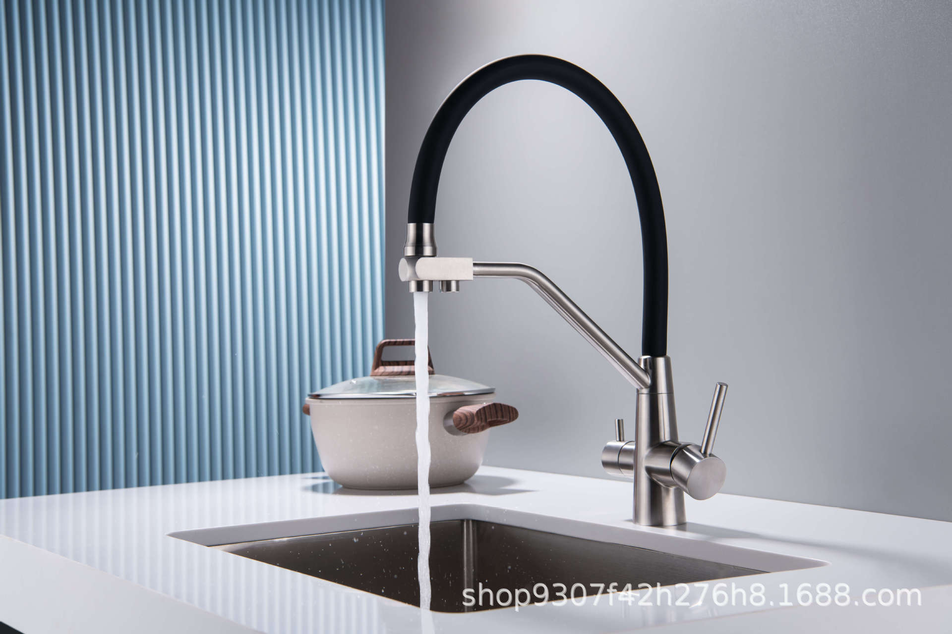 Cross-border 304 stainless steel water purifying faucet, kitchen sink, sink, cold and hot water direct drinking water three-in-one faucet details Picture