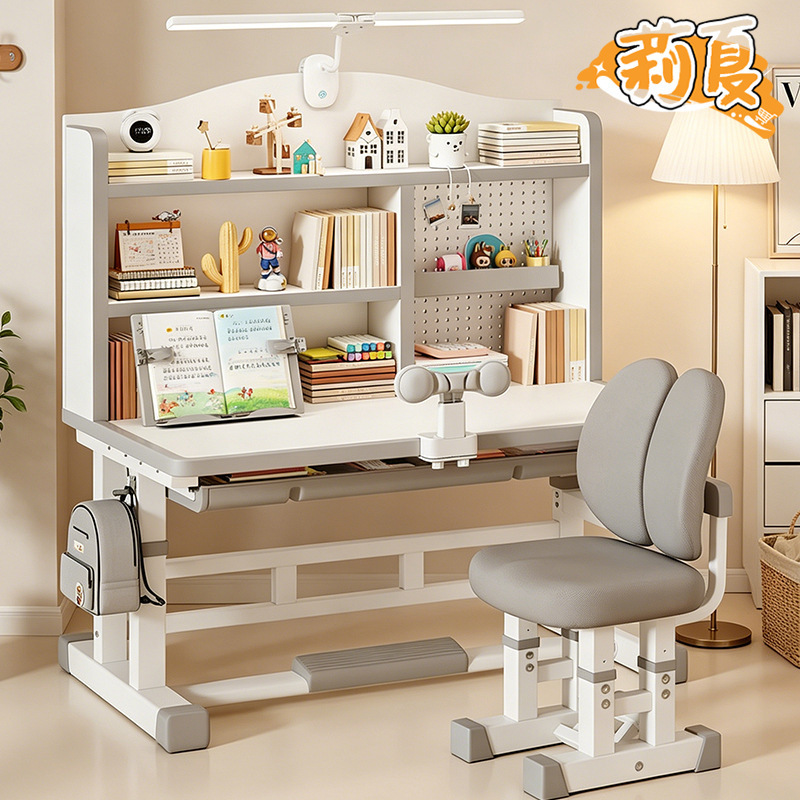 Children's Study Desk for Homework, Correction Desk for Primary School Students, Home-Use Desk and Chair Set with Adjustable Backrest Children's Study Desk for Homework, Correction Desk for Primary School Students, Home-Use Desk and Chair Set with Adjustable Backrest