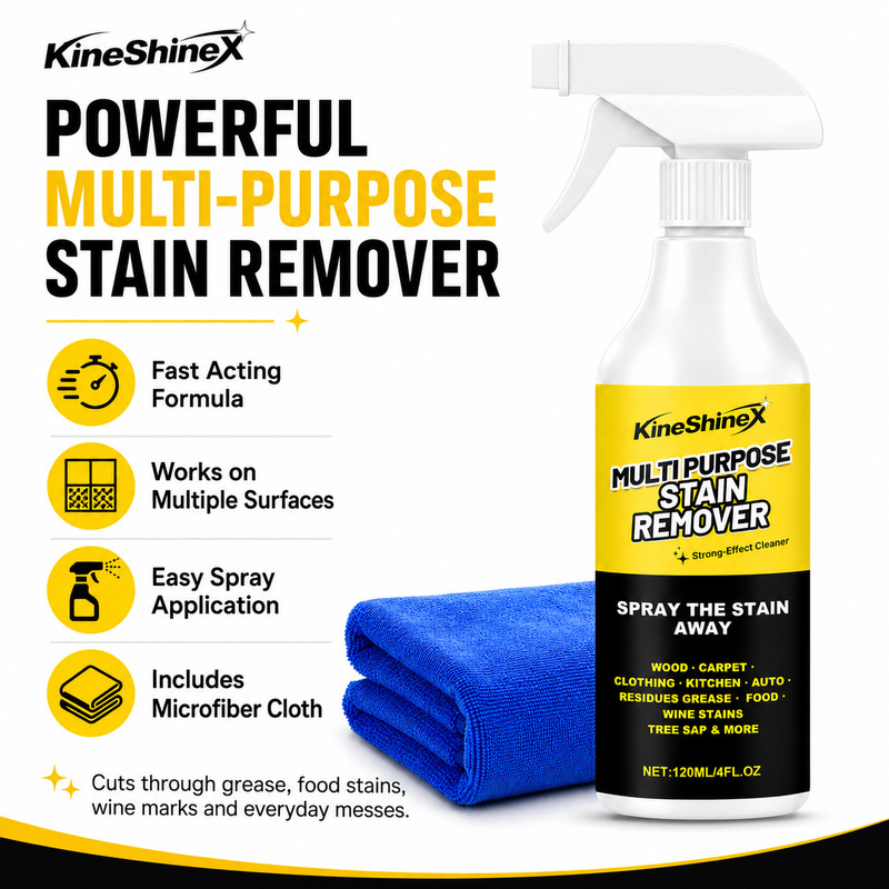 KineShineX Multi-Purpose Stain Remover Cleaning Spray 120ML for Clothes, Carpets, Wood, Kitchen Grease, Food, and Alcohol Stains KineShineX Multi-Purpose Stain Remover Cleaning Spray 120ML for Clothes, Carpets, Wood, Kitchen Grease, Food, and Alcohol Stains