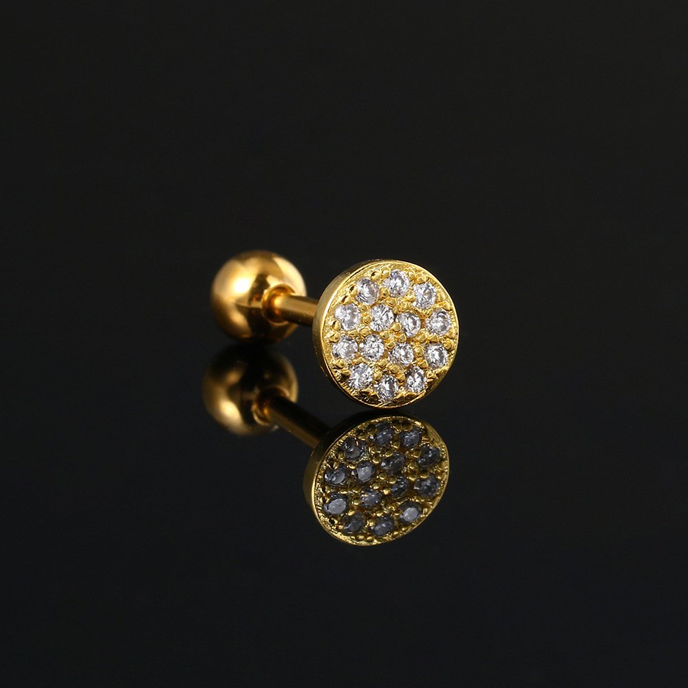 Piercing kreisförmiger Volldiamant-Knochennagel für Frauen mit Zirkonia-Faden, gedrehter Kugel-Ohrschnalle, beliebte Ohrringe_voghion.com