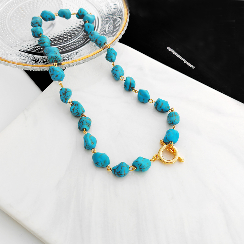 Fashion Geometric turquoise Copper Beaded Plating Necklace 1 Piece