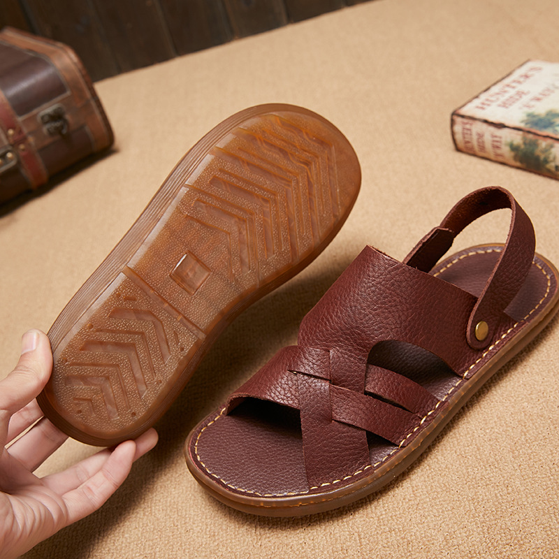 Sandali uomo in pelle comodi con punta aperta per estate_voghion.com