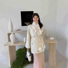 网红爆款2025秋冬双面羊毛大衣韩版宽松绣花韩版宽松休闲毛呢外套