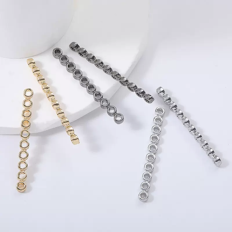 跨境热销十连环连接器外贸diy饰品配件合金长条通孔连接件珠保色
