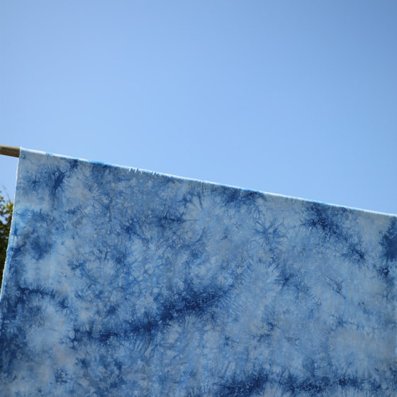 Cotton silk traditional handmade tie-dyed fabric ethnic style blue dyed ancient road tea mat background cloth curtain decorative artificial cotton fabric