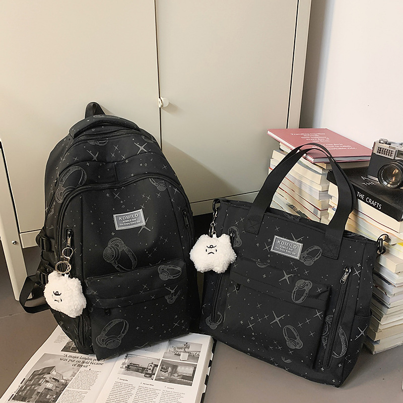 Cross-border 2026 nicho universal estrellas auriculares mochila de gran capacidad mochila de graffiti de viaje de estudiantes universitarios