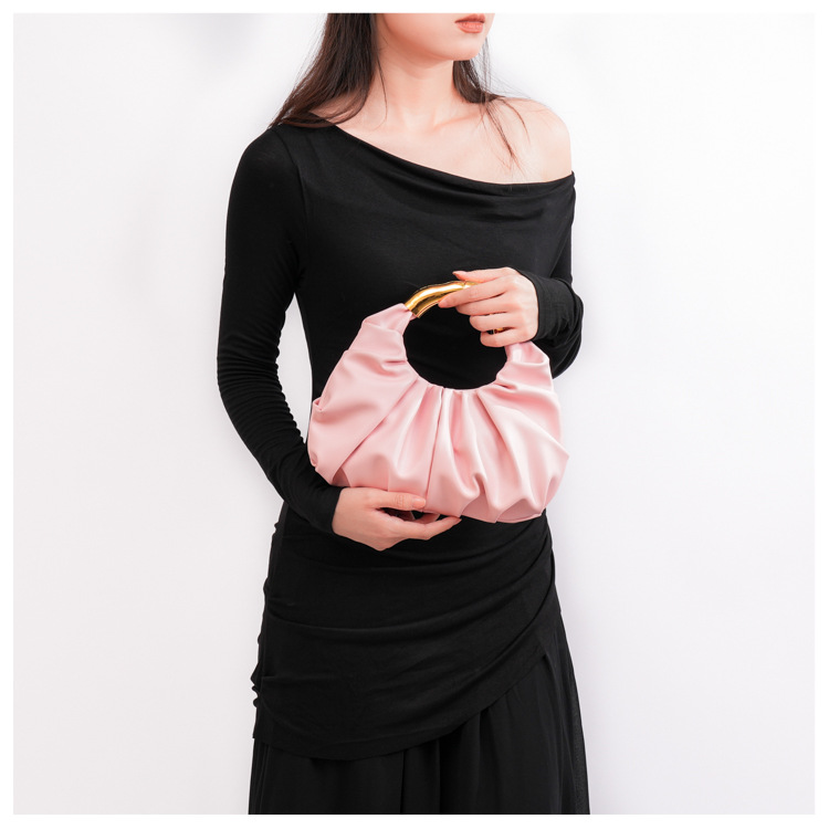 Cloud Fold Handbag – Asymmetric Crinkle PU Clutch With Magnetic Closure & Phone Slot (5 Colors, Minimalist Evening Bag, Structured Yet Soft)_voghion.com